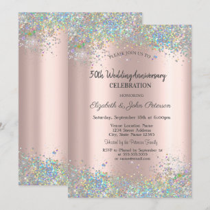 Invitation Confettis colorés pour anniversaire de mariage