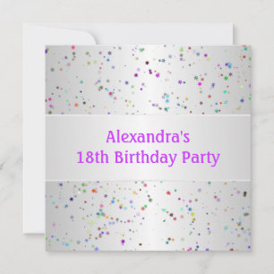 Invitation Confettis de couleur blanc argenté pour fête d'ann