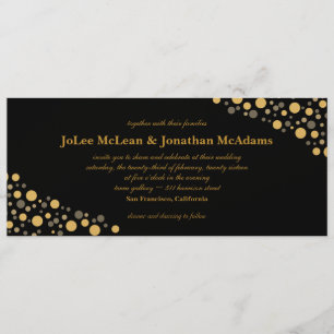 Invitation Confettis de mariage Noir & Or