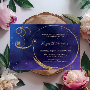 Invitation Confettis de numéro pailleté or chic 30e anniversa