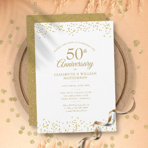 Invitation Confettis de poussière d'or pour les 50 ans de mar