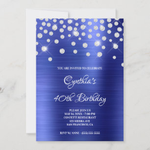 Invitation Confettis Diamant Satin de Saphir Feuille Ombre
