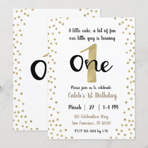 Invitation Confettis dorés en forme de points Numéro 1 UN 1er