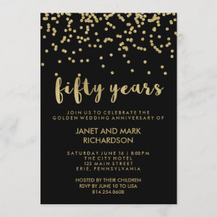 Invitation Confettis dorés Fête d'anniversaire de mariage dor