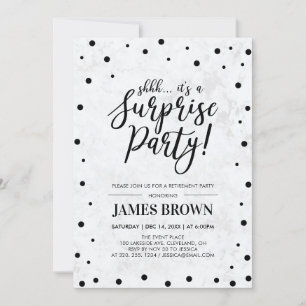 Invitation Confettis noirs et fête de retraite surprise sur f