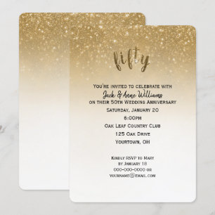 Invitation confettis pailletés 50e anniversaire de mariage
