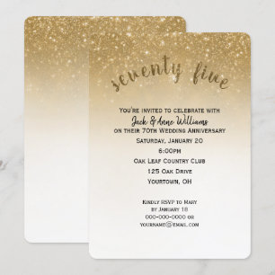 Invitation confettis pailletés 75e anniversaire de mariage