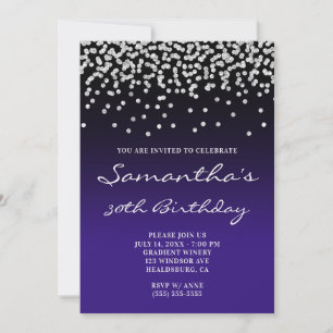 Invitation Confettis Pailletés Argent Clair Dégradé Noir Indi