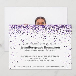 Invitation Confettis Paillettes Violet Blanc Photo Fête de Di