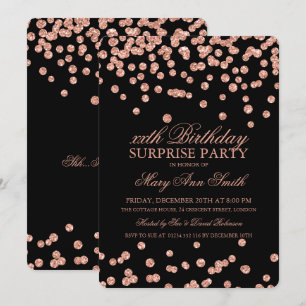 Invitation Confettis roses de parties scintillantes d'or de