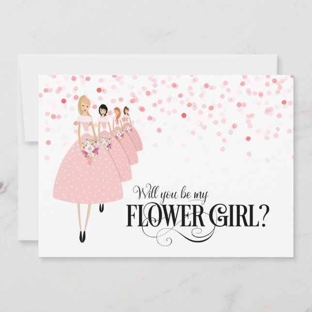 Invitation Confettis roses Veux-tu être ma demoiselle d'honne (Devant)