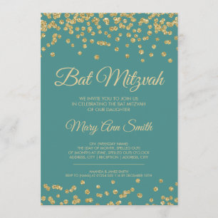 Invitation Confettis Teal de parties scintillantes de Faux