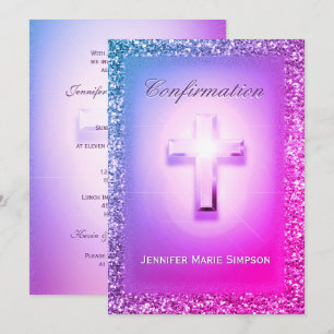 Invitation Confirmation avec croix brillante dans les couleur