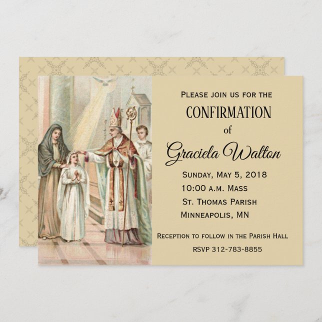 Invitation Confirmation catholique traditionnelle (Devant / Derrière)