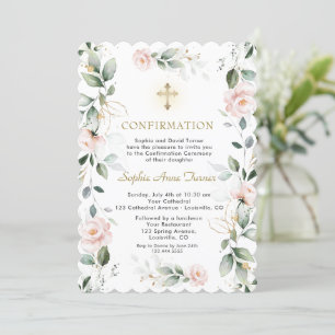 Invitation Confirmation croisée des fleurs roses Gold Greener