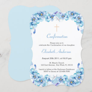 Invitation Confirmation d'aquarelle bleu ciel floral