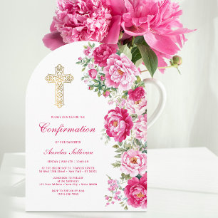 Invitation Confirmation d'arche de pivoines rose chaud