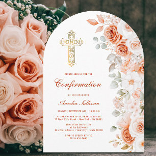 Invitation Confirmation d'arche de roses en terre cuite et bl