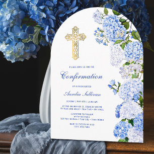 Invitation Confirmation d'arche d'hortensia bleue