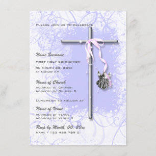 Invitation Confirmation de communion religieuse violette bapt