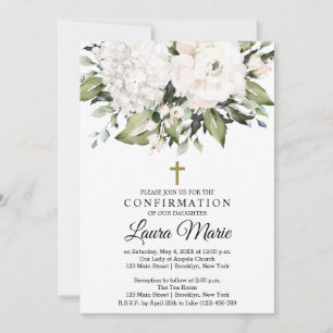 Invitation Confirmation de fleurs blanches d'aquarelle