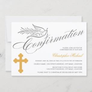Invitation Confirmation de la croix et de la colombe élégante