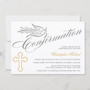 Invitation Confirmation de la croix et de la colombe élégante