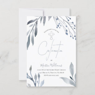 Invitation confirmation de l'aquarelle bleue poussiéreuse