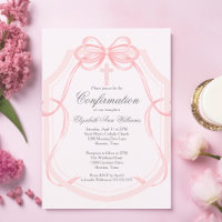 Confirmation de l'élégante fille en ruban rose
