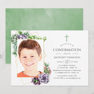 Invitation Confirmation de photo géométrique succulente