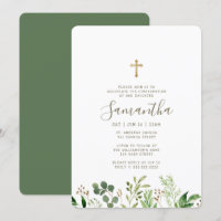 Confirmation De Sa Croix De Foliage Aquarellée