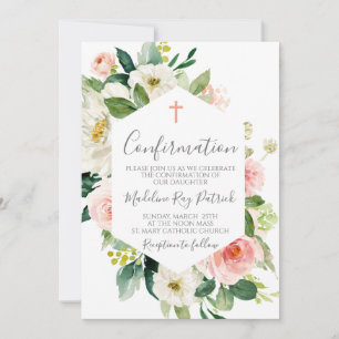 Invitation Confirmation du cadre floral rose