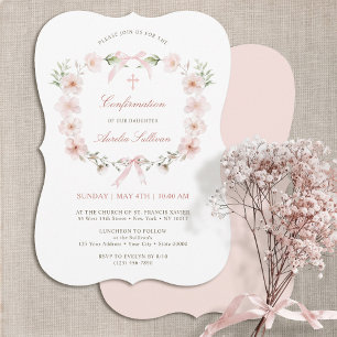 Invitation Confirmation du cadre floral rose vif