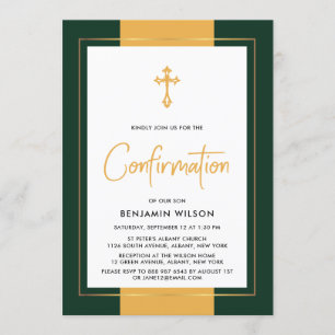 Invitation Confirmation Élégante Or Et Vert