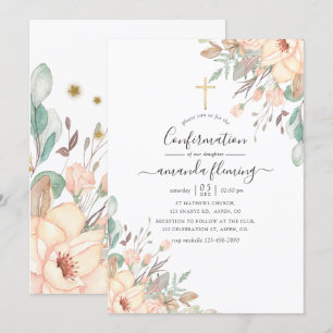 Invitation Confirmation Fille Fleur Rose Pâle