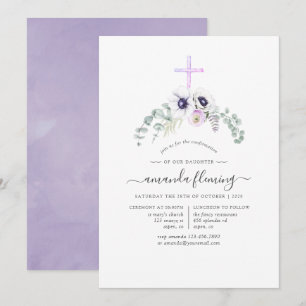 Invitation Confirmation Fleurie Violet Poussiéreux
