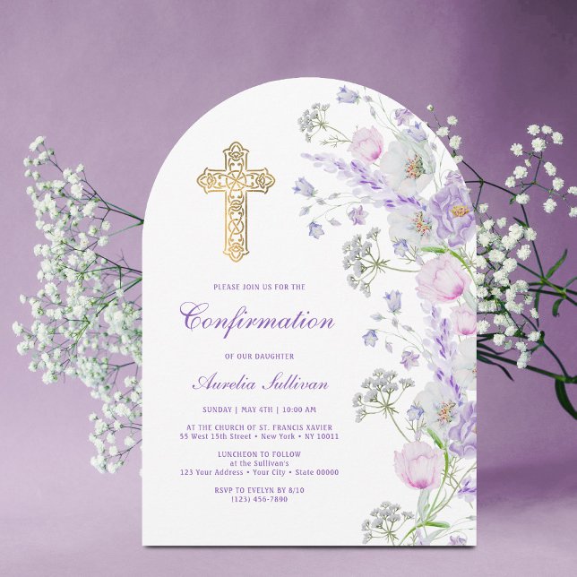 Invitation Confirmation Fleurs de Lilas à l'Aquarelle Arche (Créateur téléchargé)