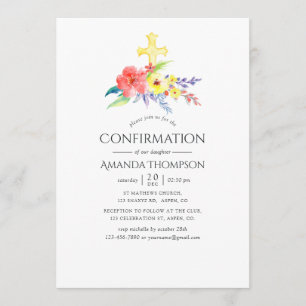 Invitation Confirmation florale aquarelle colorée