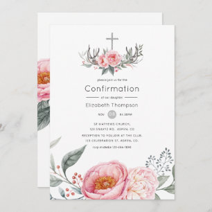 Invitation Confirmation florale Pastel Pink and Grey Boho