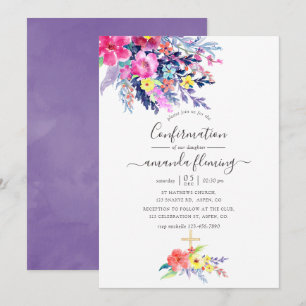 Invitation Confirmation florale printanière aquarelle colorée