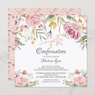 Invitation Confirmation florale rose pâle