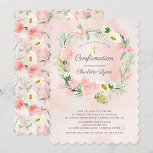 Invitation Confirmation florale rose rose chic et élégant