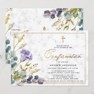 Invitation Confirmation florale Vintage d'or