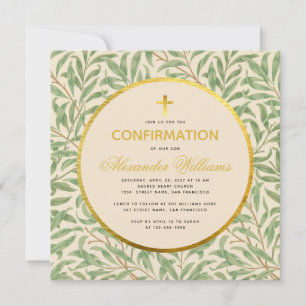 Invitation Confirmation Foliage Faux Gold Genre Neutre