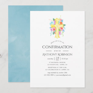 Invitation Confirmation garcon floral aquarelle pastel