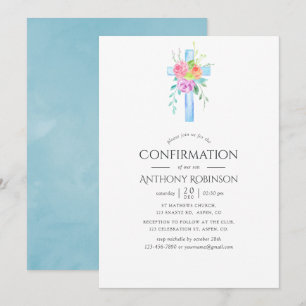 Invitation Confirmation garçons florale aquarelle pastel