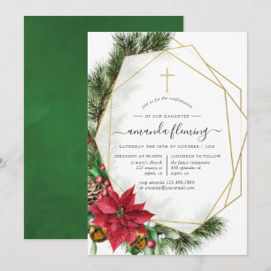 Invitation Confirmation géométrique de Noël florale