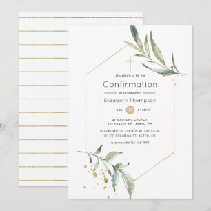 Invitation Confirmation Géométrique de Verdure et de Paillett