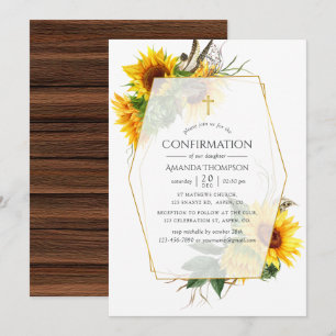 Invitation Confirmation géométrique rustique au tournesol aqu