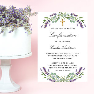 Invitation Confirmation lavande eucalyptus violet fleurs